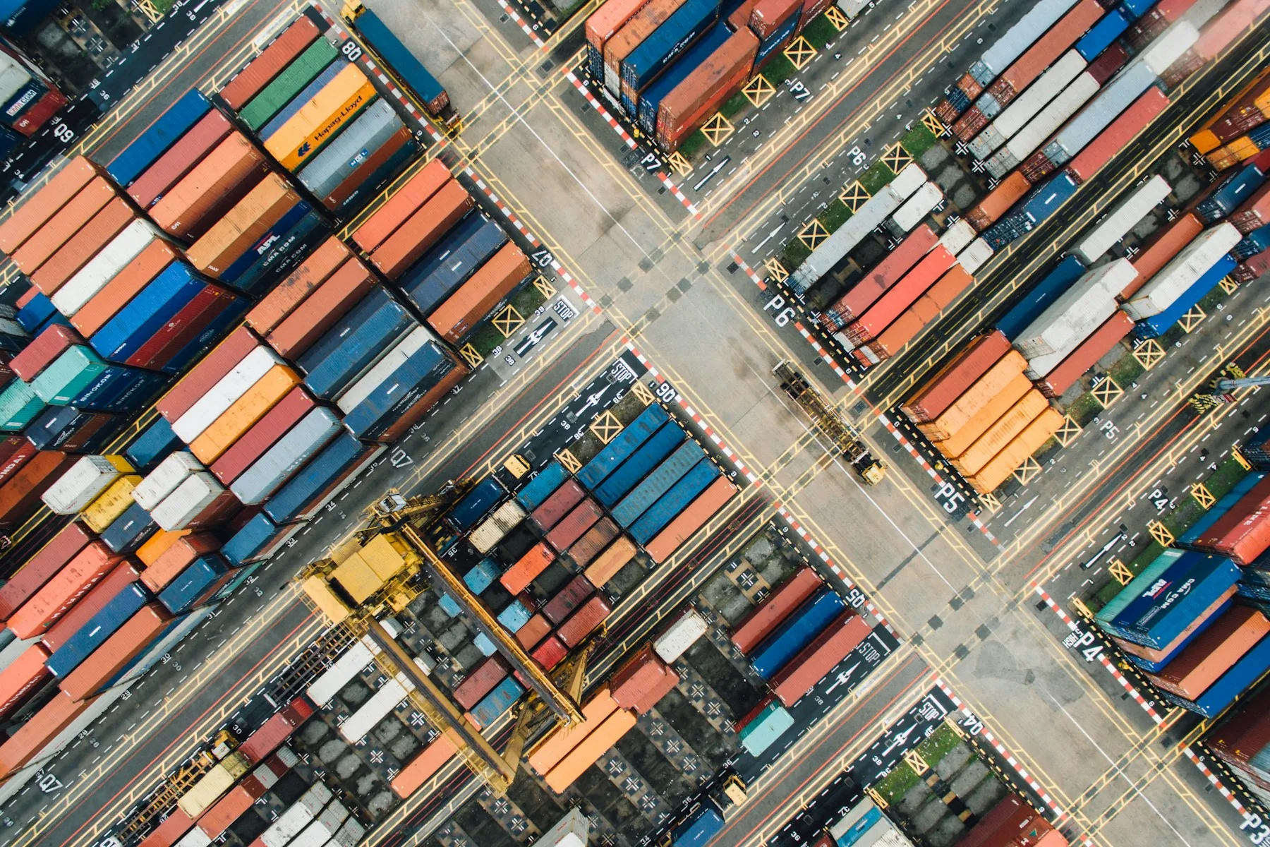 Terminal à conteneurs portuaire, photographie d’illustration de la chaîne d’approvisionnement
