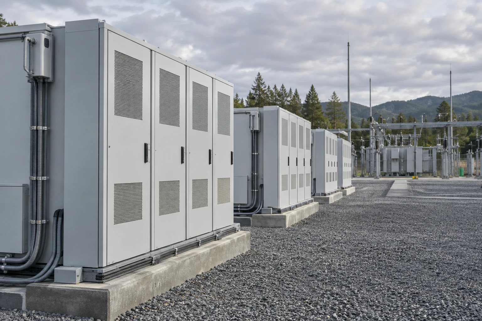 Armoires de batteries de stockage et installations de distribution électrique, illustration sectorielle générée par IA