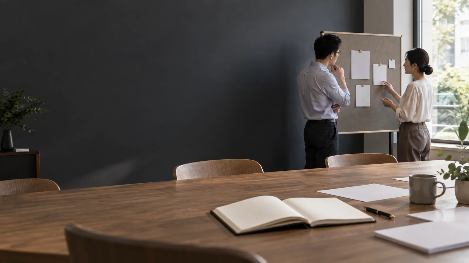 Espace d’échange et d’exercices après un atelier de formation, illustration générée par IA